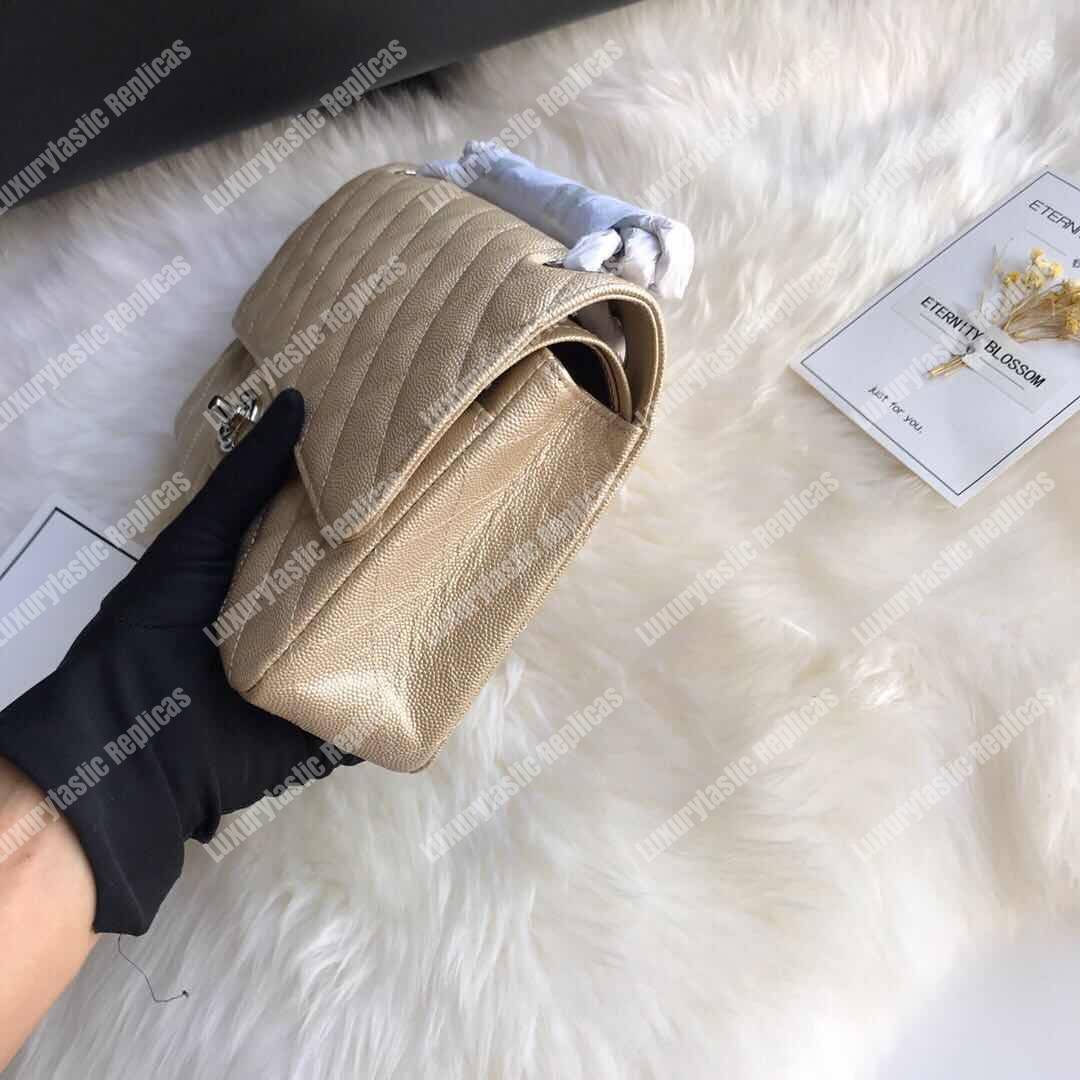 Ch*el medium classic flap bag iridescent beige