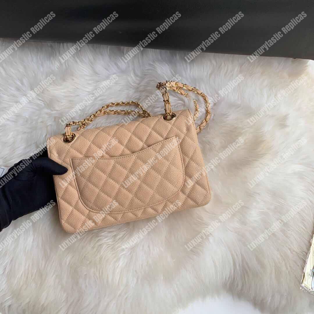 Ch*el classic small flap bag beige