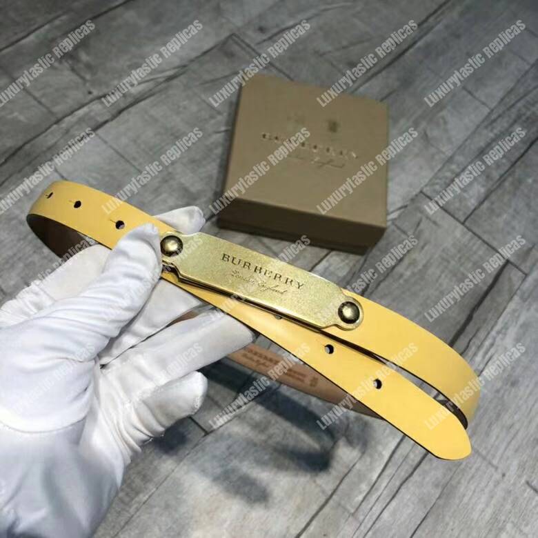 B**rry brass plaque buckle embossed bridle leather belt yellow