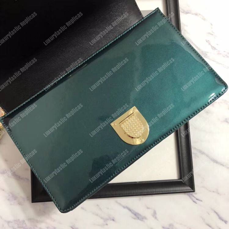 D*orama green-toned metallic calfskin flap bag