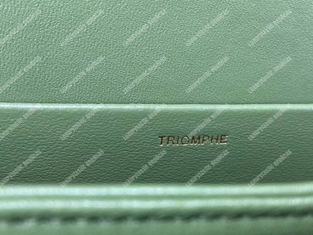 Ce**e medium triomphe bag in shiny calfskin light khaki