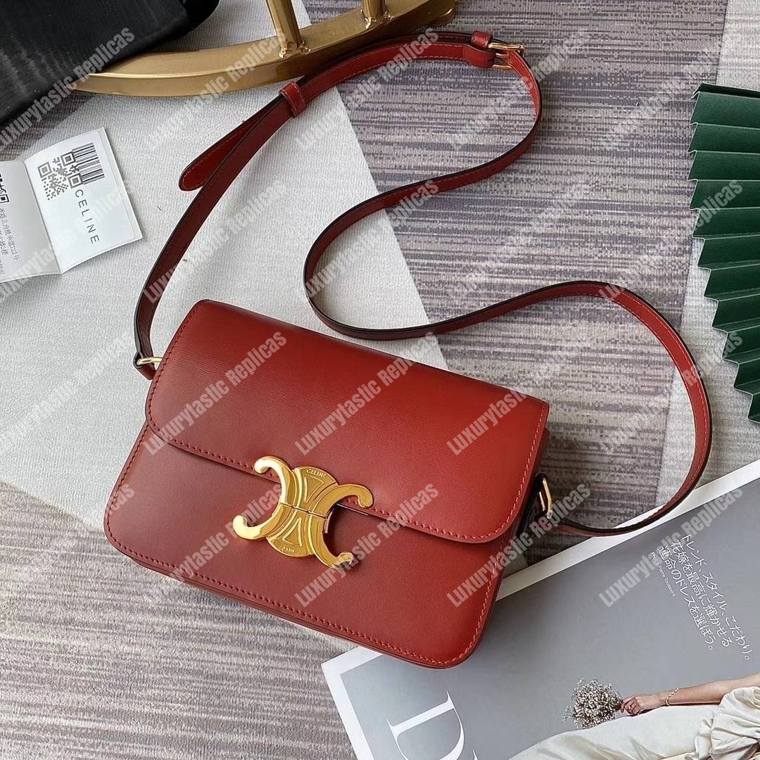 Ce**e teen triomphe bag in shiny calfskin red