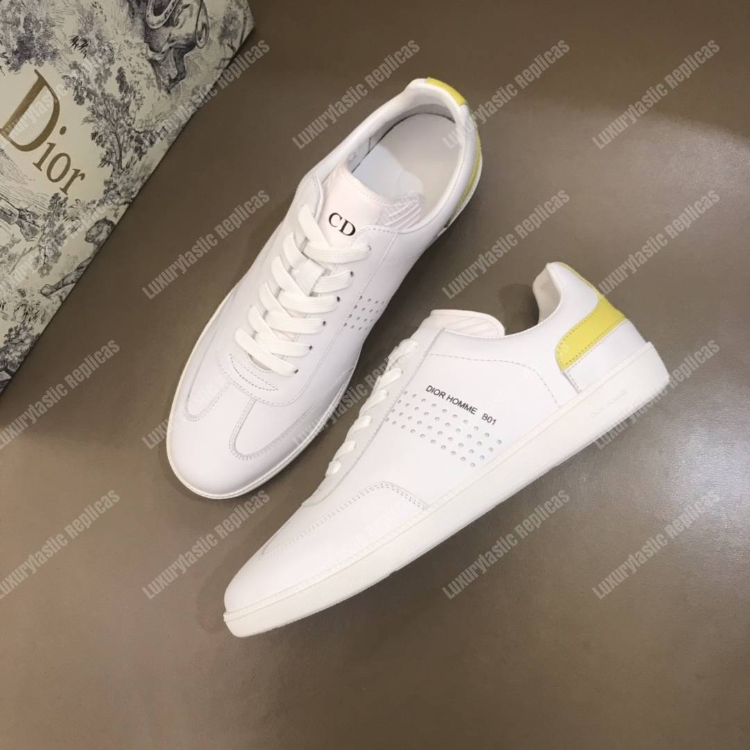 D*or “b01” sneaker white suede calfskin & white smooth calfskin