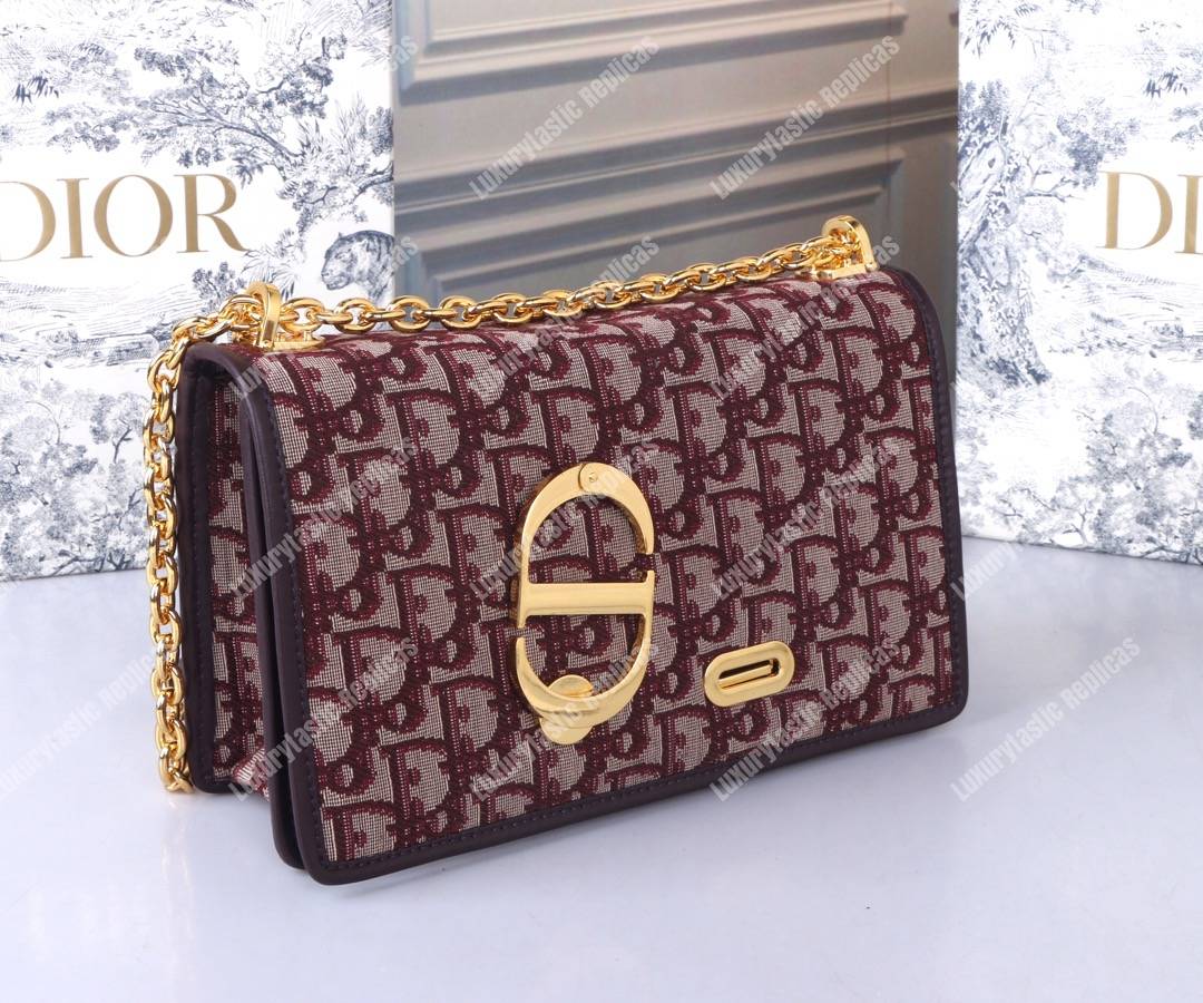 D*or 30 montaigne bag in burgundy oblique canvas