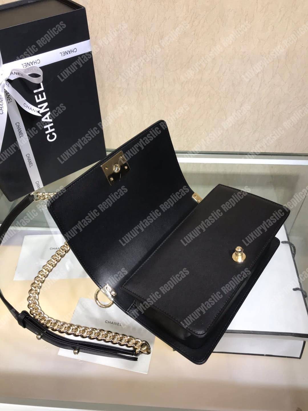 Ch*el medium boy handbag black