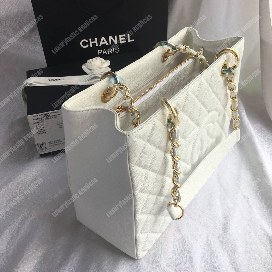 Ch*el large shopping tote white