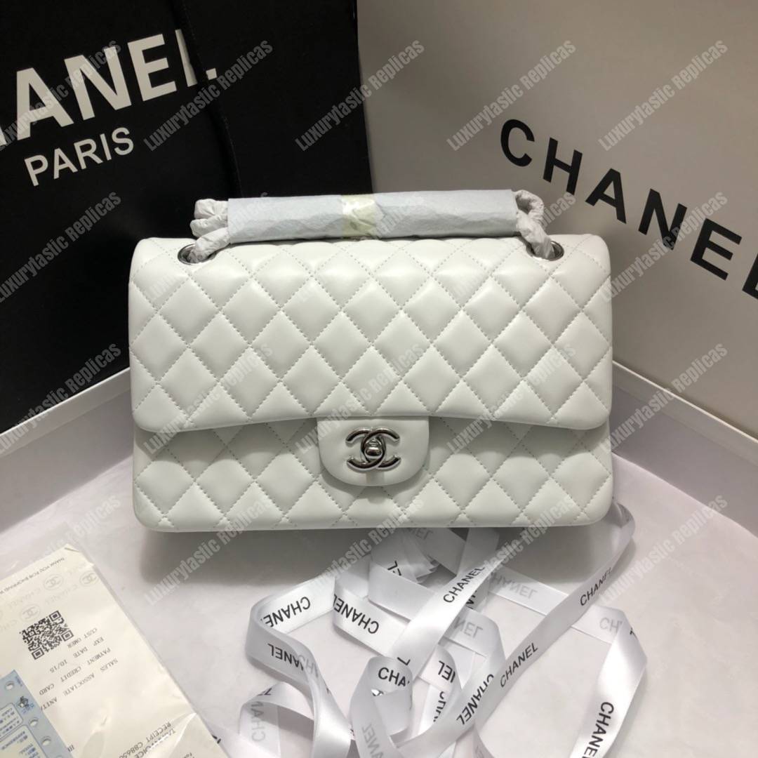 Ch*el medium classic handbag white
