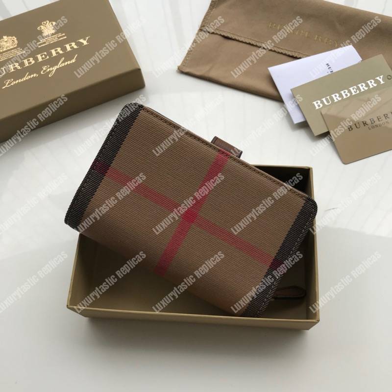 B**rry house check and leather wallet brown