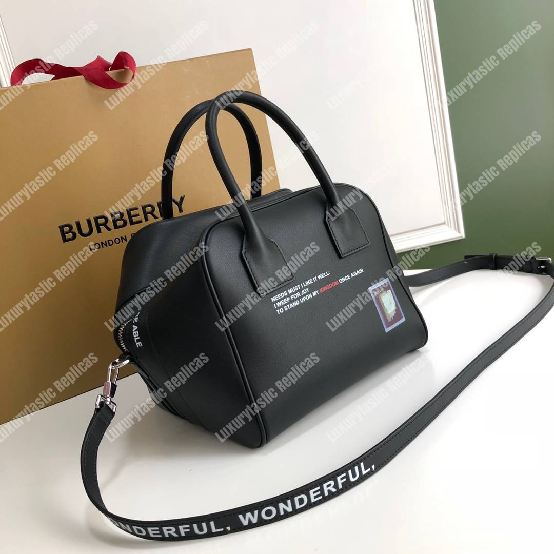 B**rry small montage print leather cube bag black