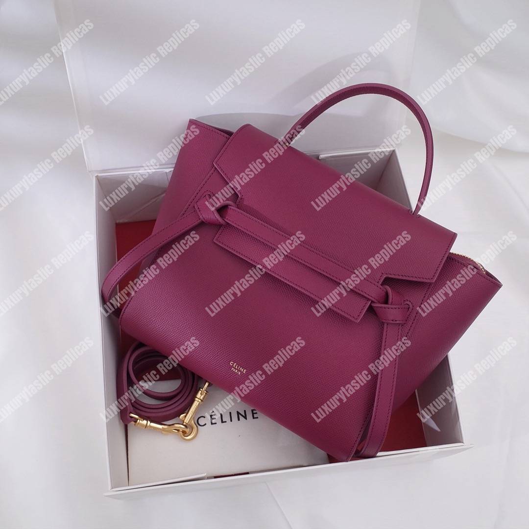 Ce**e nano belt bag in grained calfskin raspberry