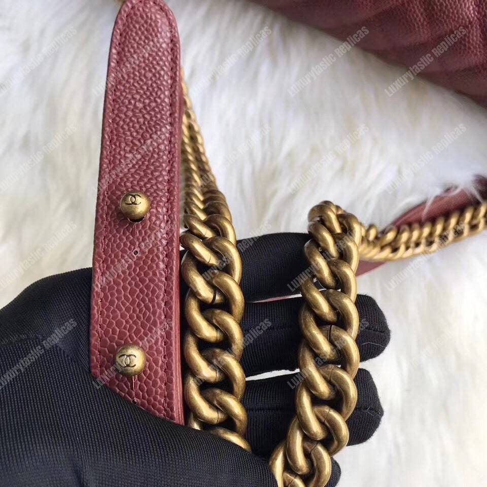 Ch*el boy medium handbag burgundy
