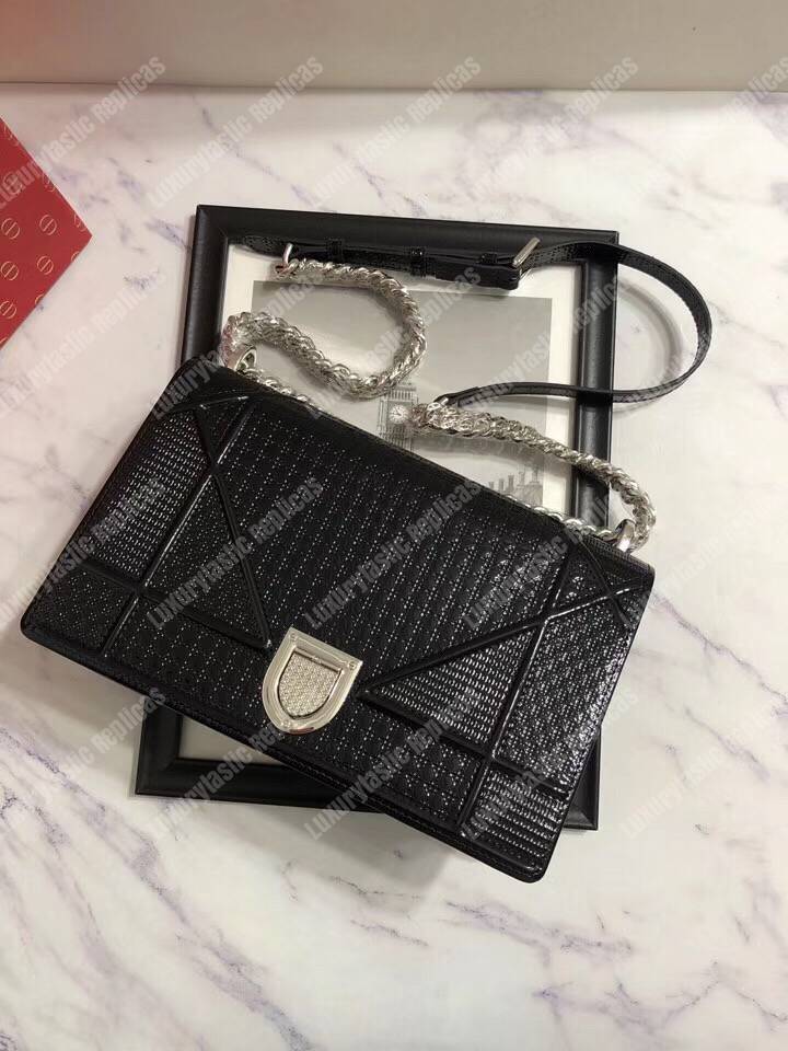 D*orama black-toned metallic calfskin flap bag