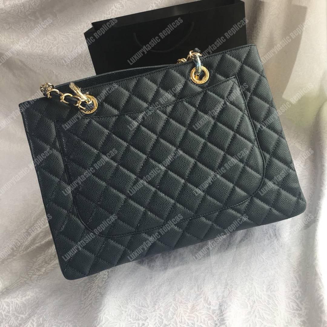Ch*el large shopping tote dark green