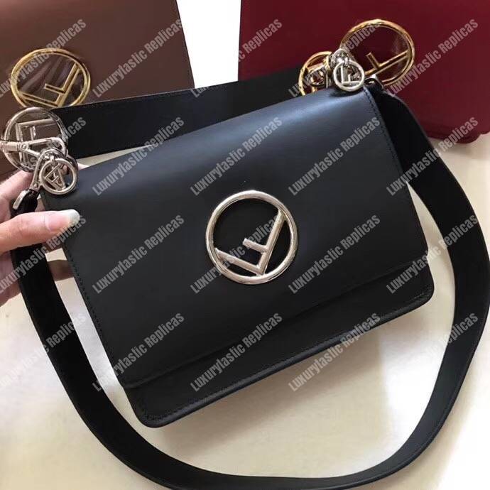F**di kan i f black leather bag