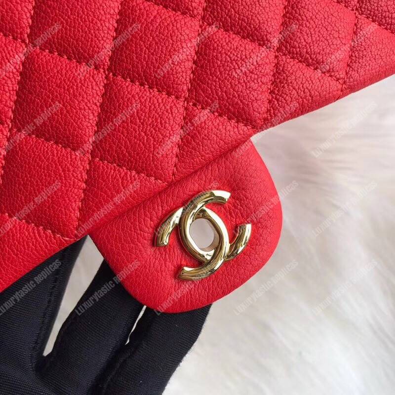Ch*el medium classic handbag red