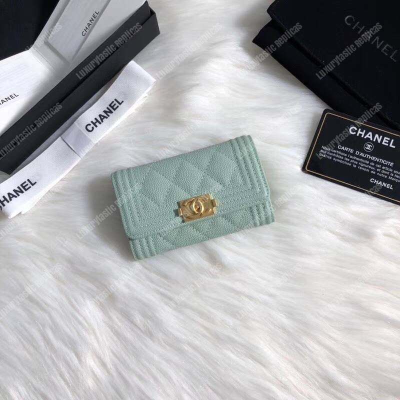 Ch*el boy small flap wallet light green