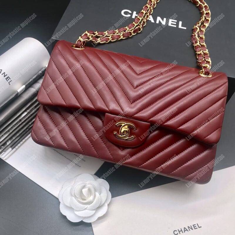 Ch*el classic medium handbag burgundy