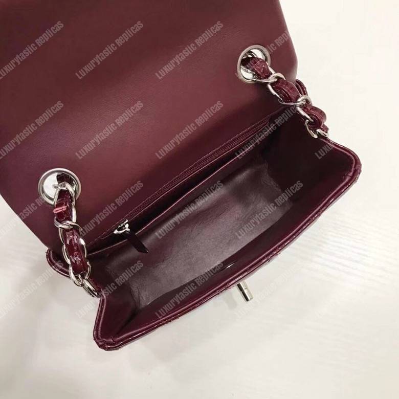 Ch*el mini flap bag burgundy