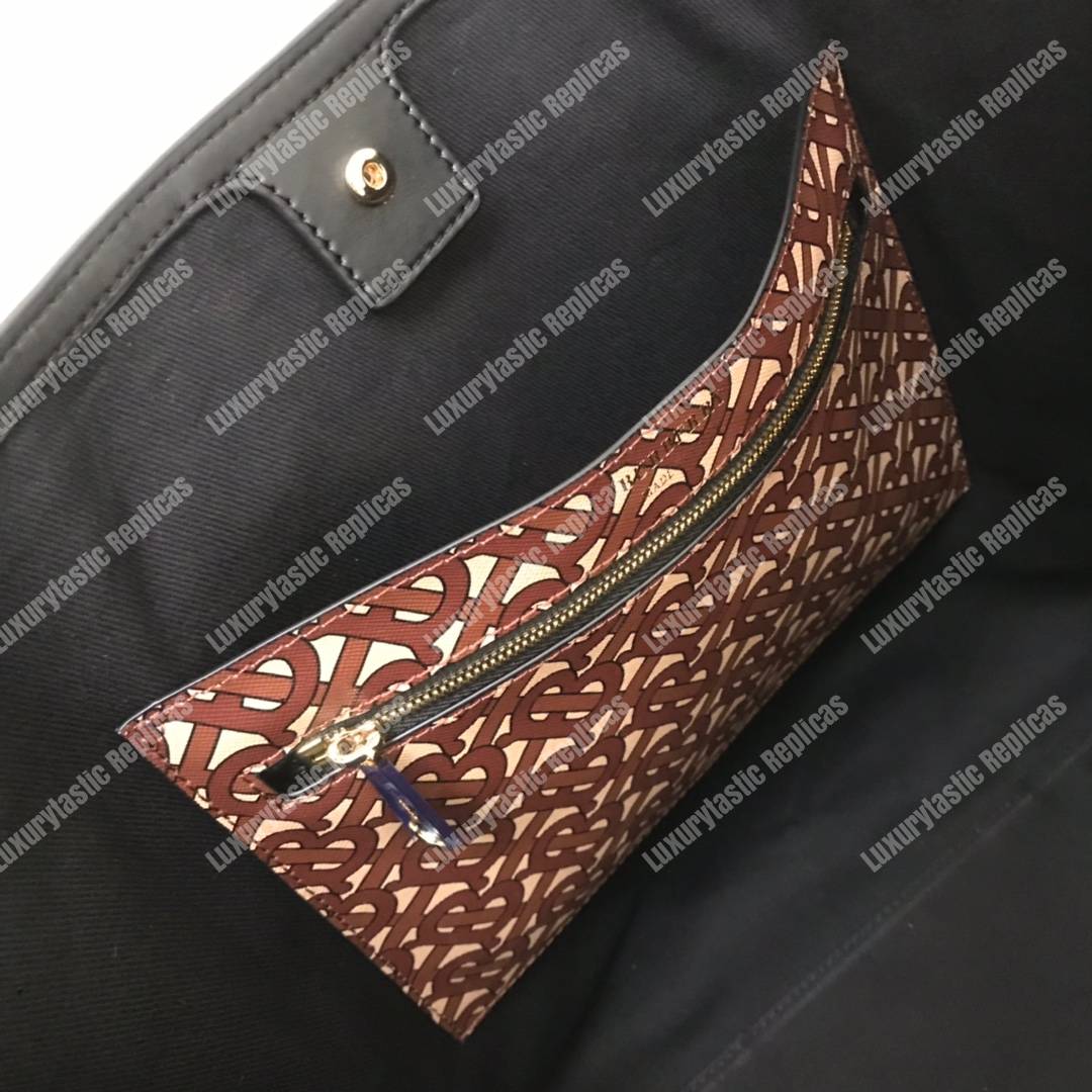 B**rry small monogram stripe e-canvas tote bag brown