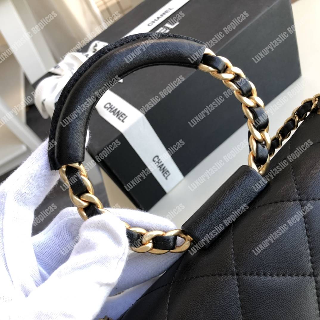 Ch*el lambskin flap bag black