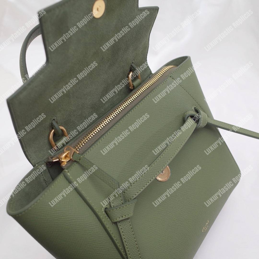 Ce**e nano belt bag in grained calfskin light khaki