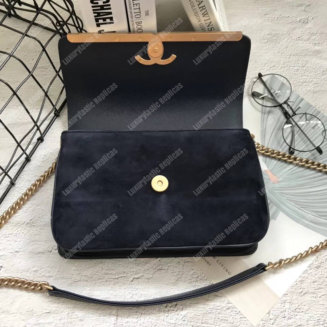 Ch*el classic flap bag navy blue