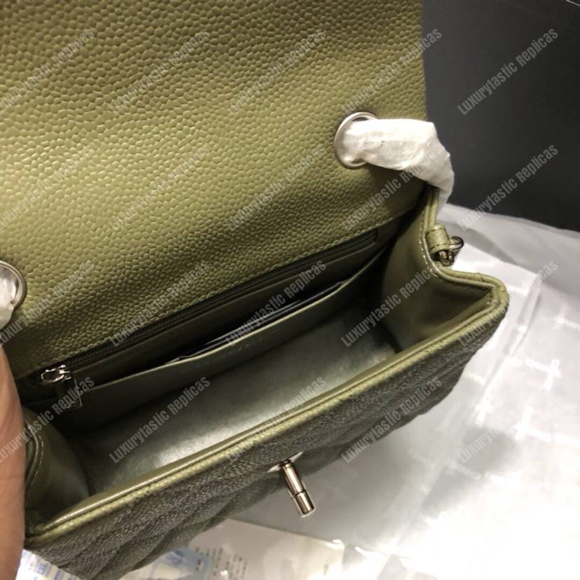 Ch*el mini flap bag green