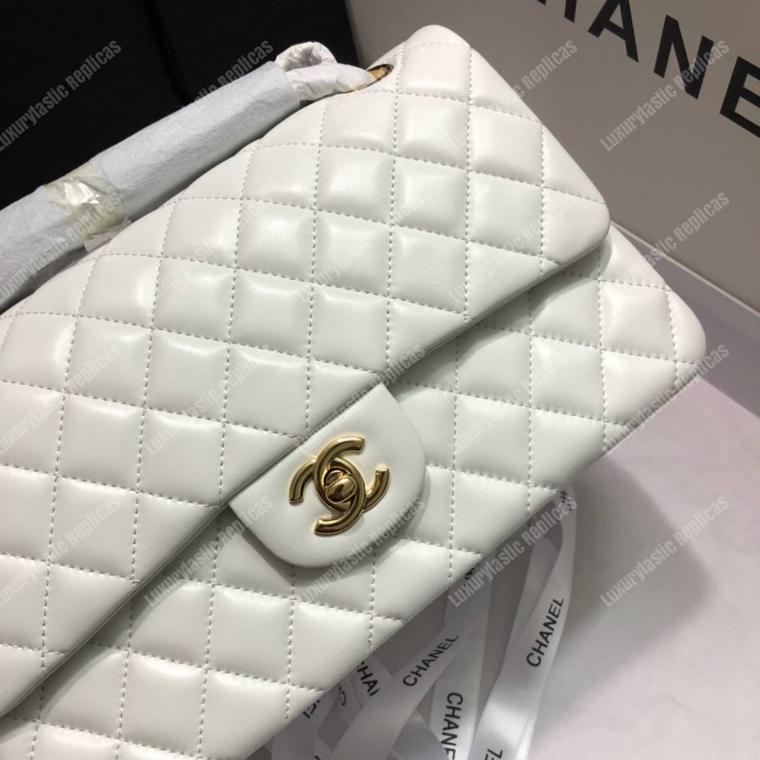 Ch*el medium classic handbag white