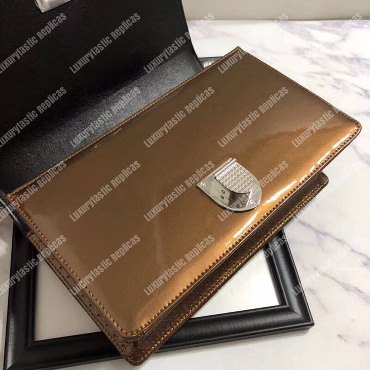 D*orama dark gold-toned metallic calfskin flap bag