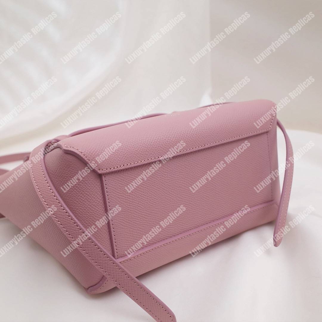 Ce**e nano belt bag in grained calfskin vintage pink