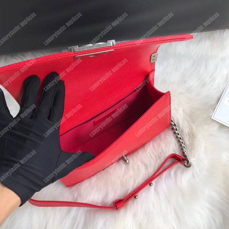 Ch*el boy medium handbag red