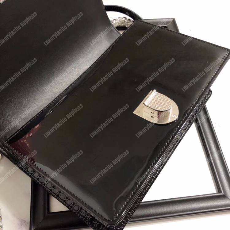 D*orama black-toned metallic calfskin flap bag