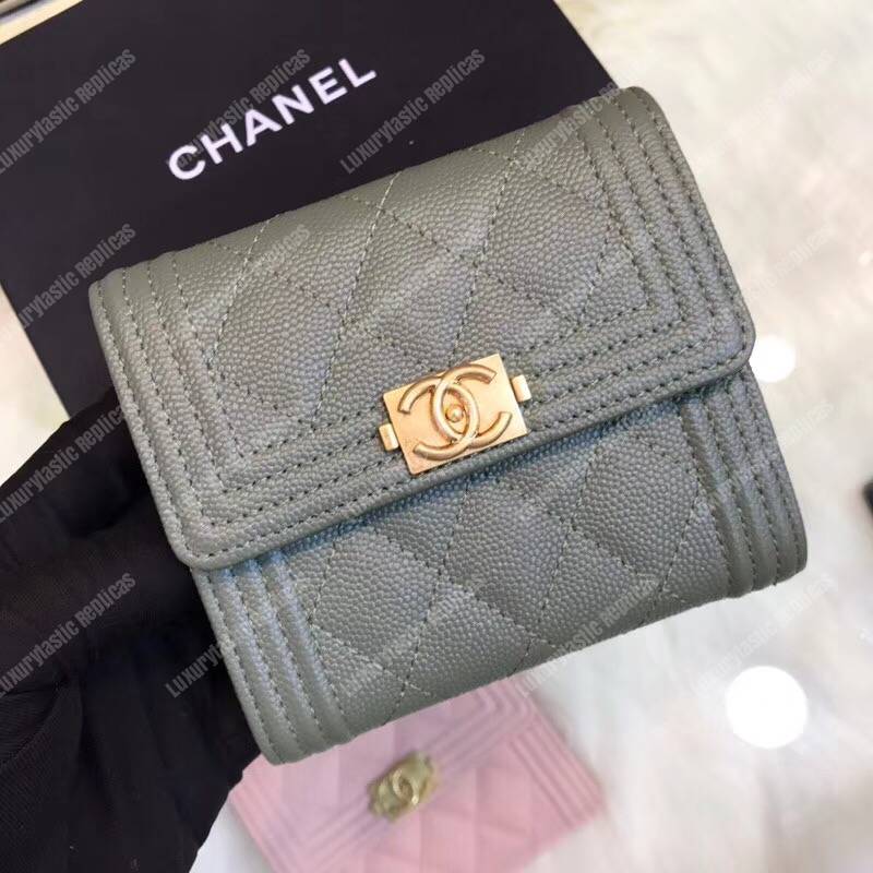 Ch*el boy small flap wallet grey