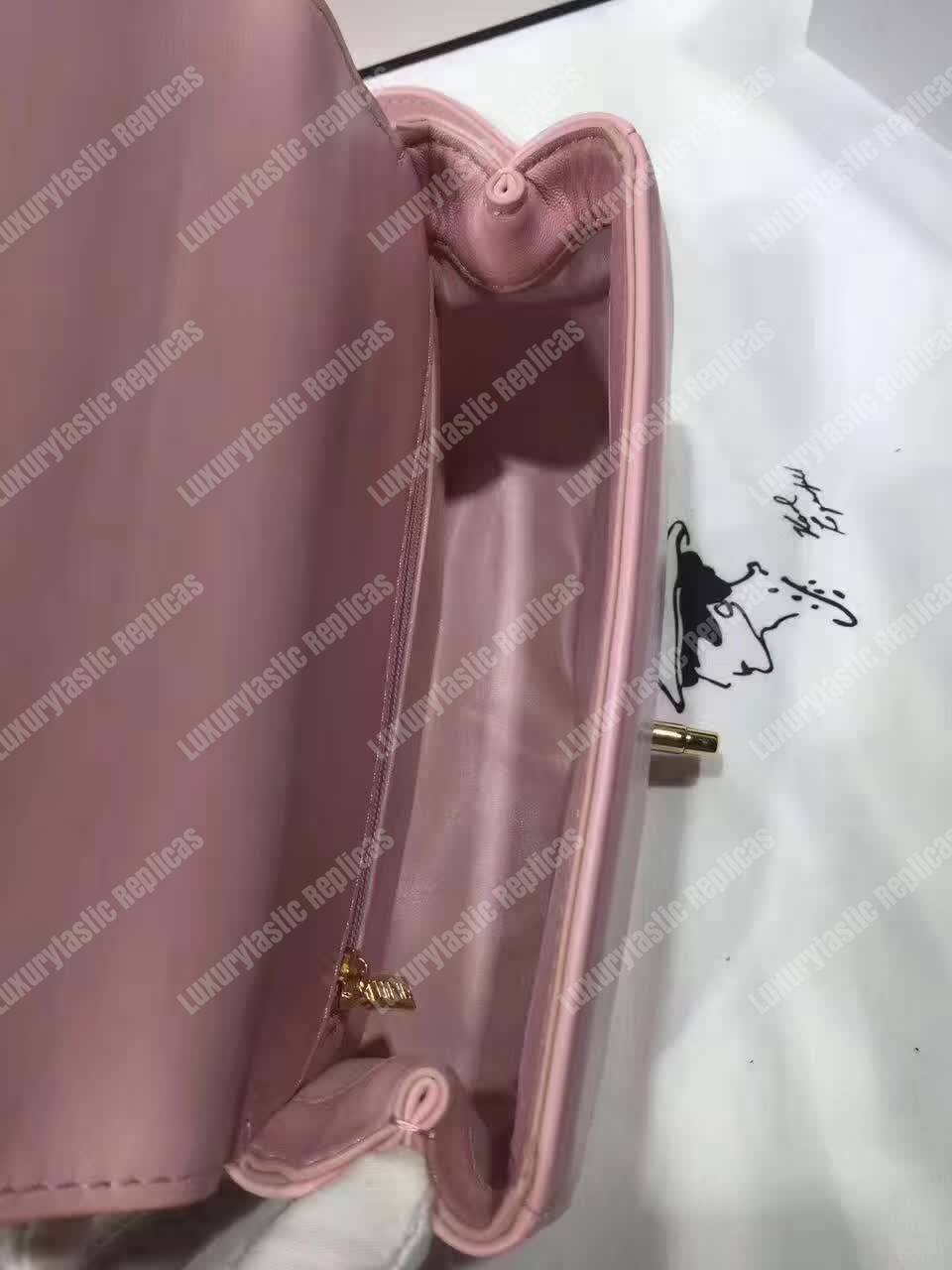Ch*el small flap bag with top handle pink