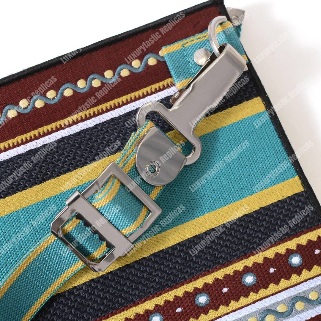 D*or multicolored embroidered canvas clutch