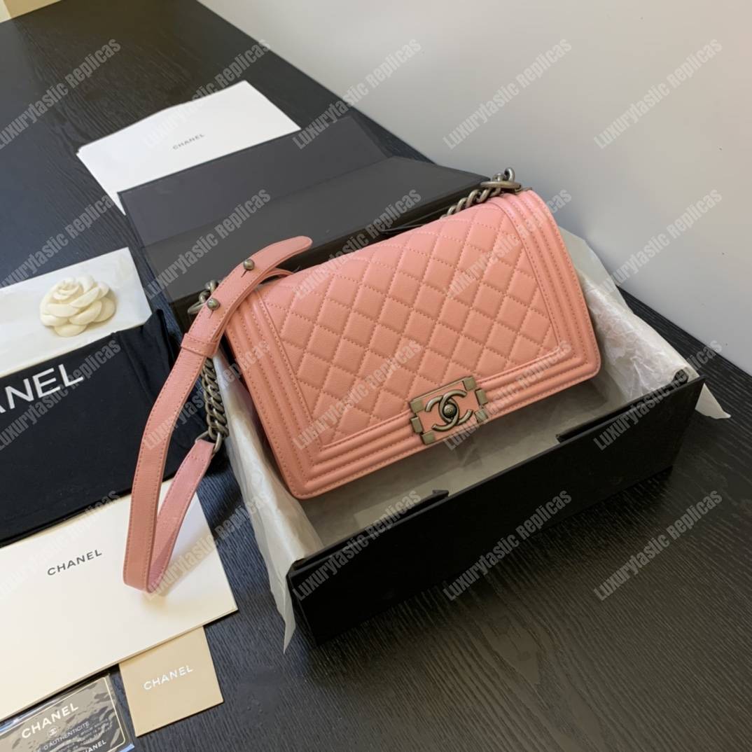 Ch*el boy medium caviar leather pink