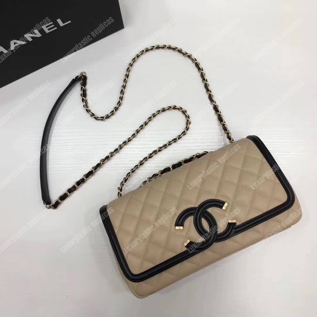 Ch*el flap bag beige