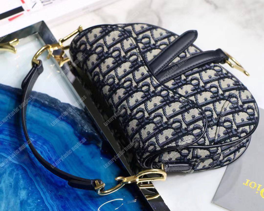 mini D*or blue oblique saddle bag