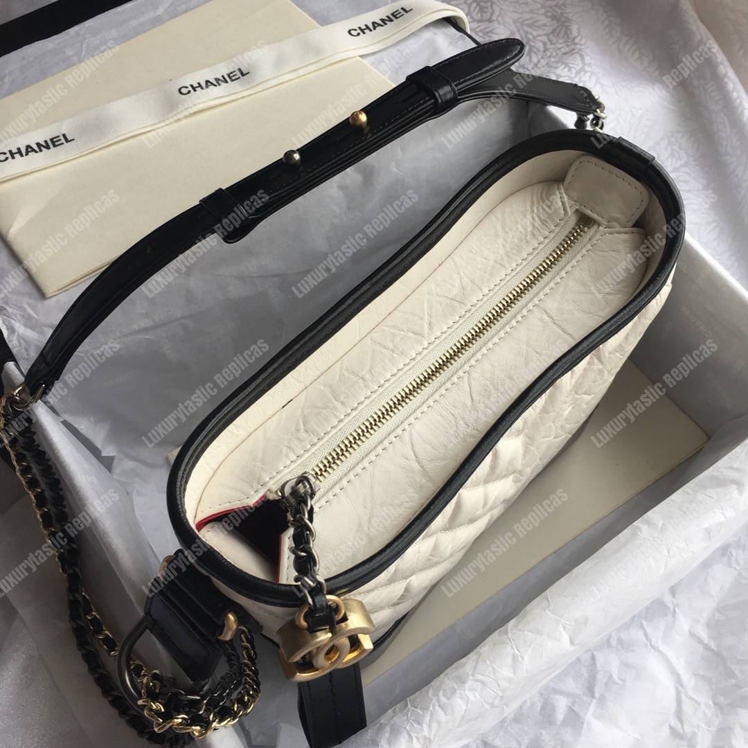 Ch*el’s gabrielle small hobo bag white