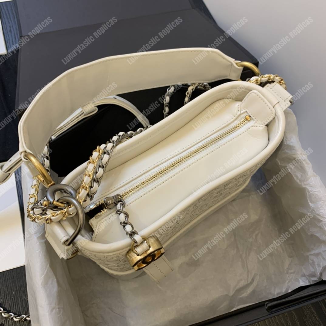 Ch*el gabrielle small hobo bag white