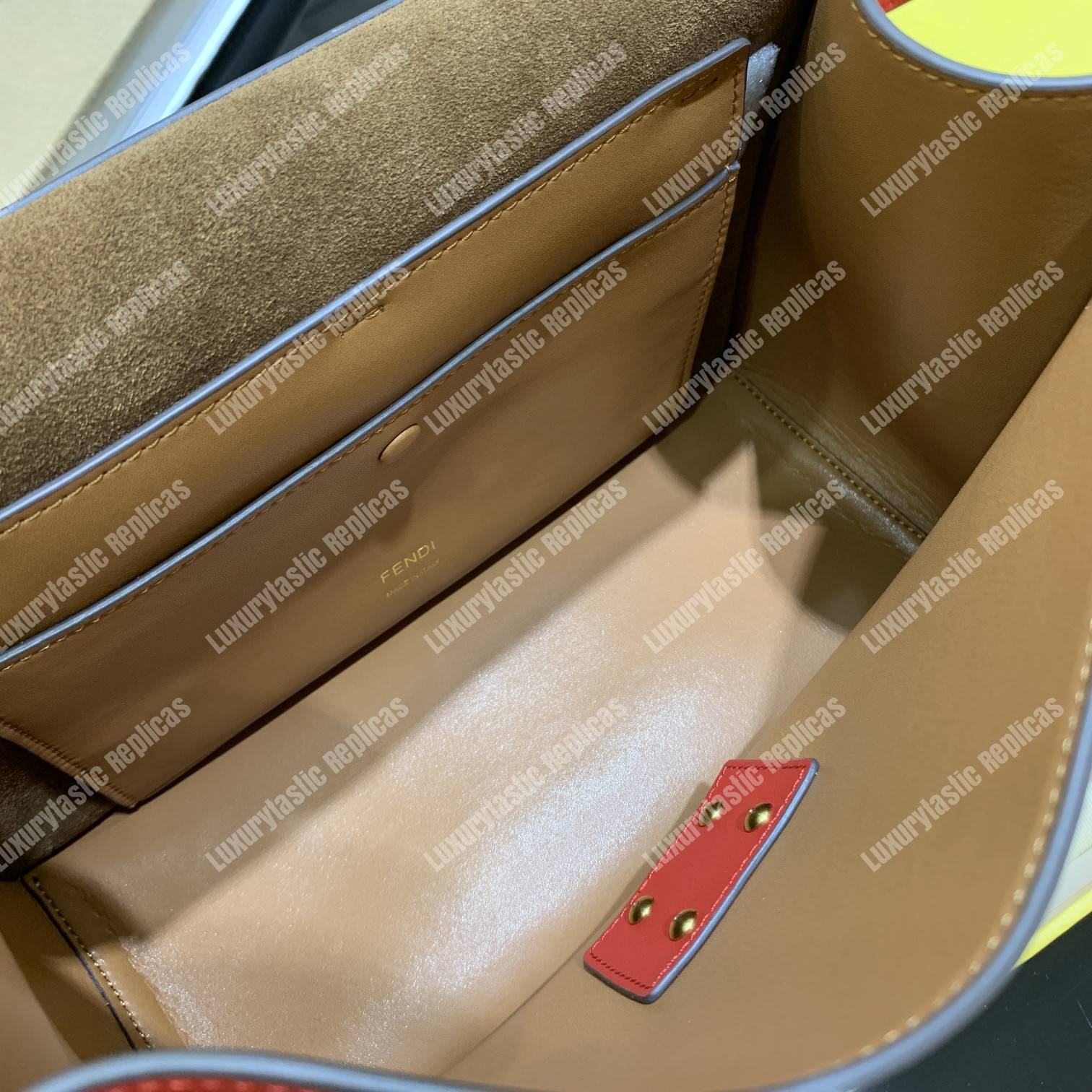F**di kan u leather bag red