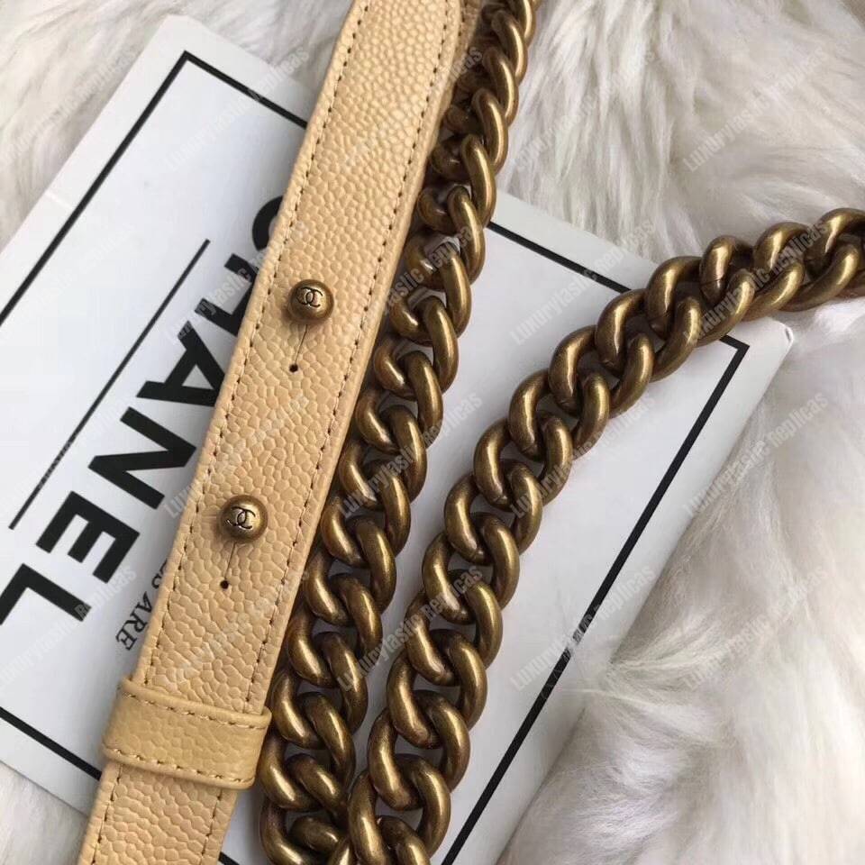 Ch*el boy medium handbag beige