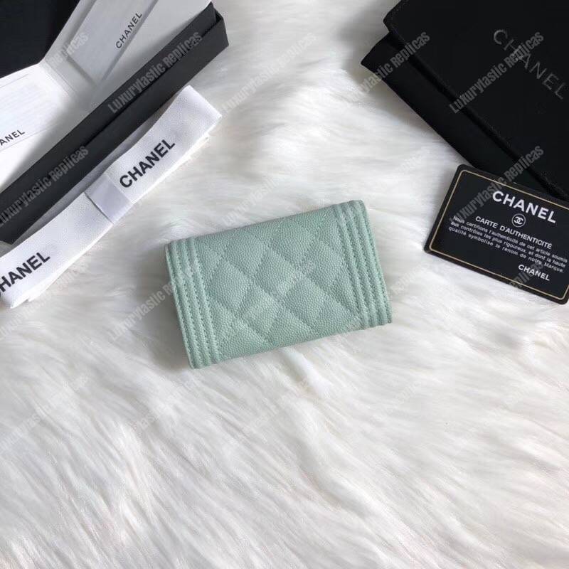 Ch*el boy small flap wallet light green