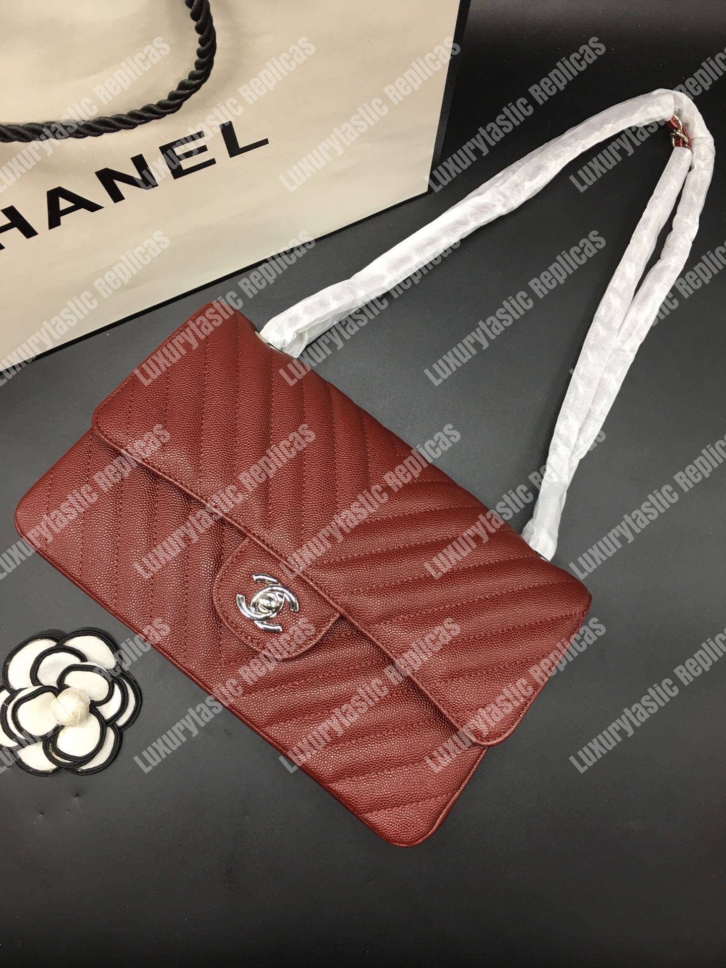 Ch*el classic medium handbag burgundy