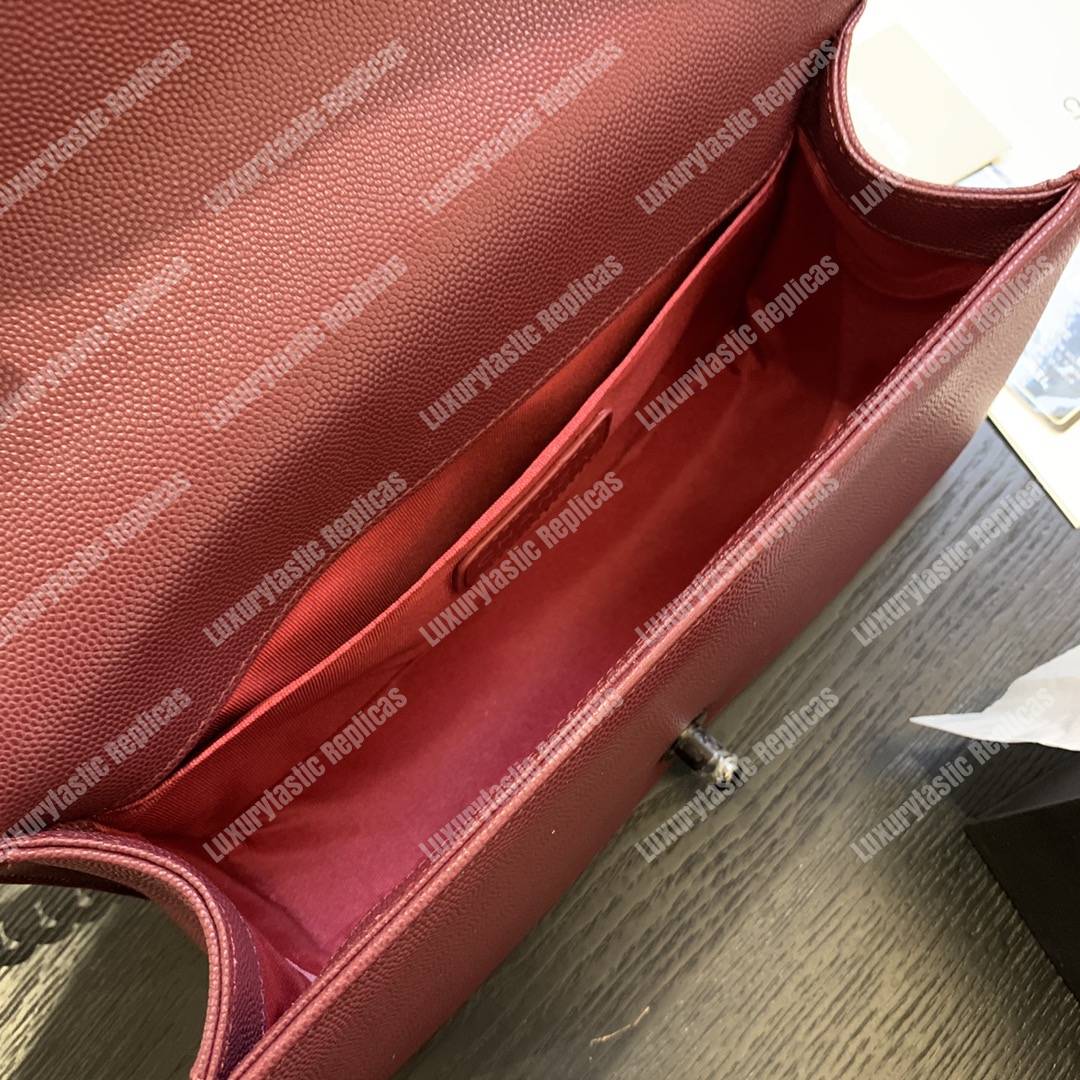Ch*el boy medium caviar leather burgundy
