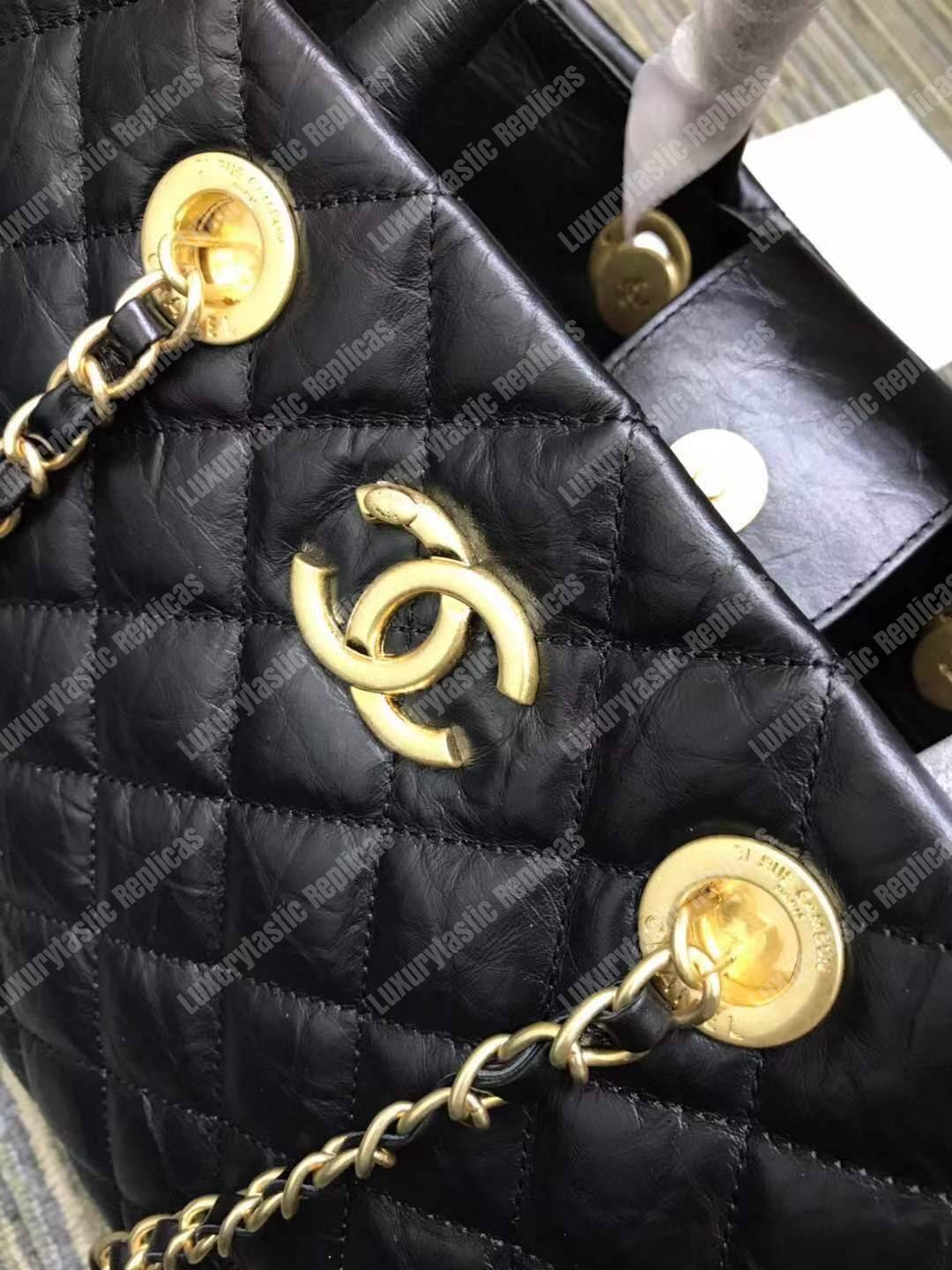 Ch*el large shopping bag black (30cm)