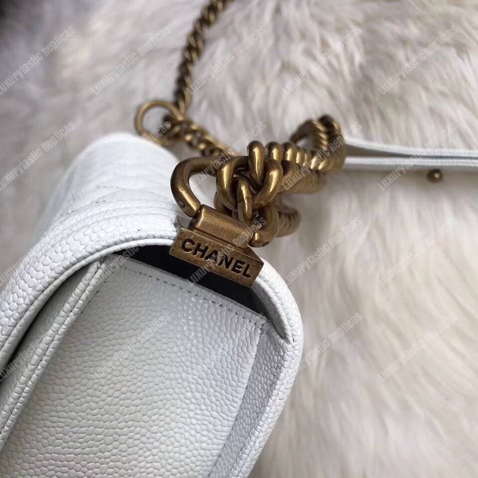 Ch*el boy medium handbag white