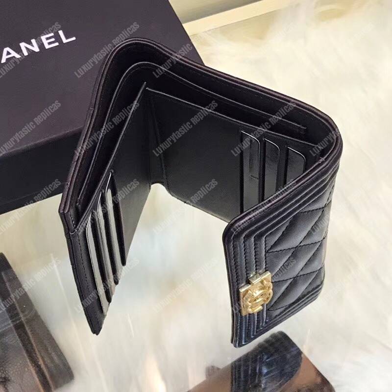 Ch*el boy small flap wallet black