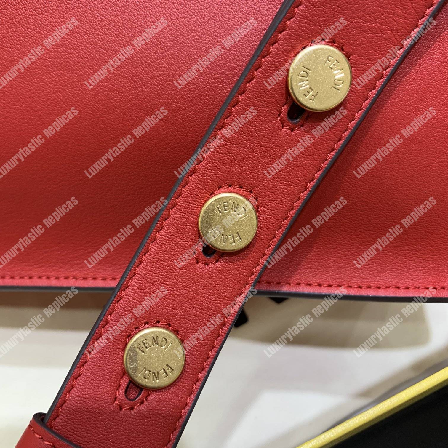 F**di kan u leather bag red