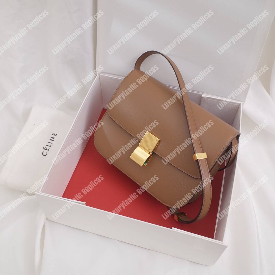 Ce**e medium classic bag in box calfskin camel